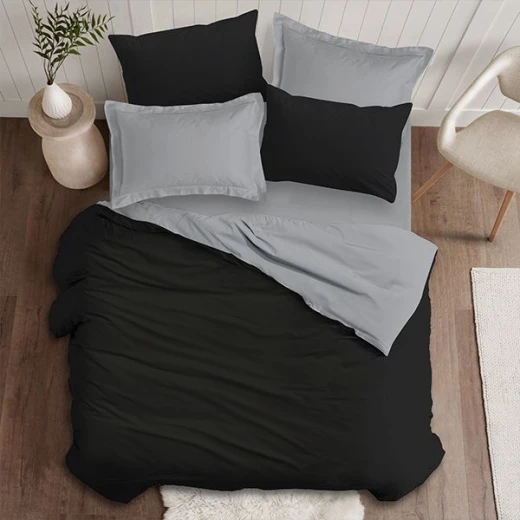 Nova Home Plain Comforter Set, Black And Grey Color, King Size, 6 Pieces Nova Home Plain Comforter Set, Black And Grey Color, King Size, 6 Pieces