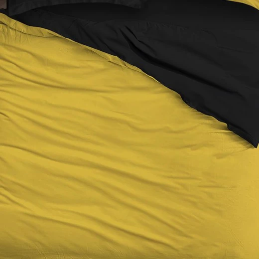 Nova home plain comforter set, yellow and black color, king size, 6 pieces - Nova Home - Image 3