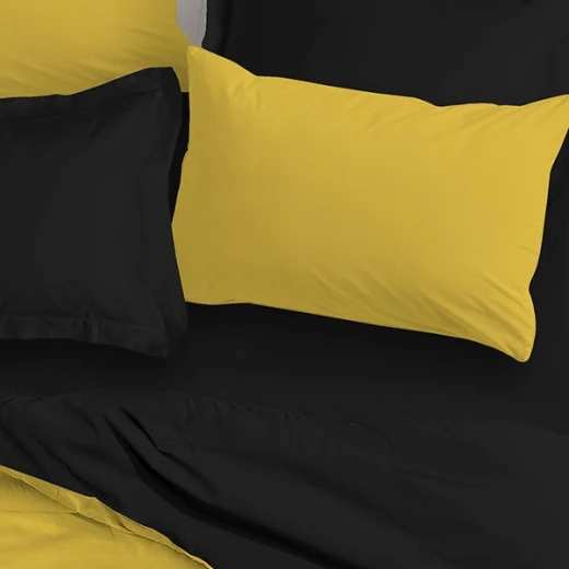 Nova home plain comforter set, yellow and black color, king size, 6 pieces - Nova Home - Image 2