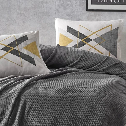 Nova home trigon pique bedspread set, anthracite color, king size, 4 pieces - Nova Home - Image 2