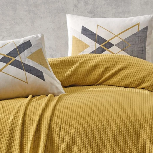 Nova Home Trigon Pique Bedspread Set, Yellow Color, King Size, 4 Pieces - Nova Home - Image 3
