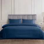 Nova home ultrastripe hotel style duvet cover set, 220x260 size, navy color - Nova Home