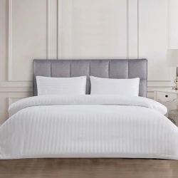 Nova Home UltraStripe Hotel Style Duvet Cover Set, King Size, White Color