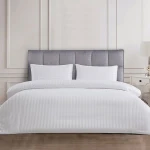 Nova Home UltraStripe Hotel Style Duvet Cover Set, Queen Size, White Color - Nova Home