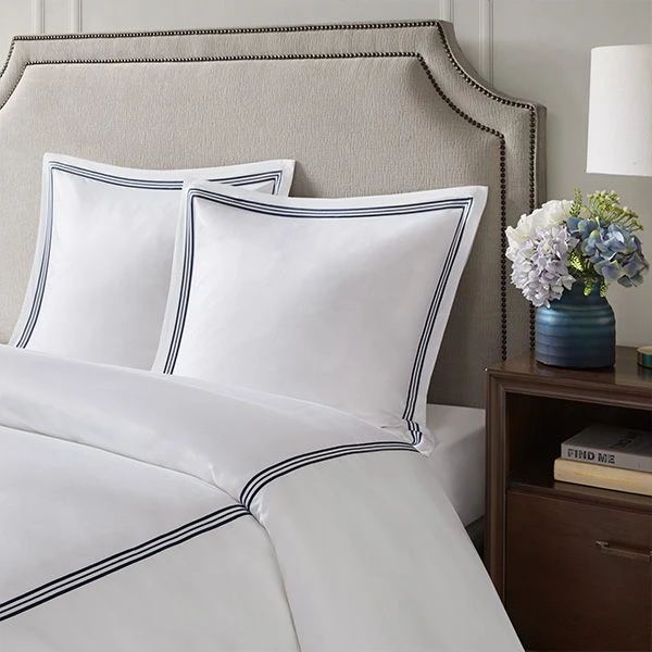 Nova home venice euro sham set, white and navy color, 65x65 size - Nova Home