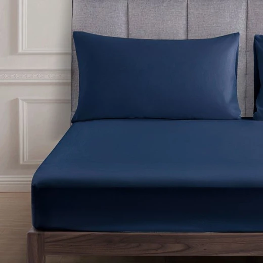 Nova home ultraplain fitted sheet set, twin size, navy color - Nova Home - Image 2