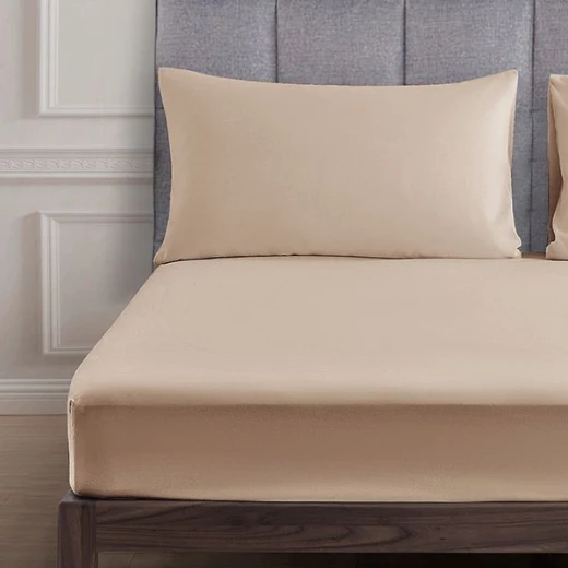 Nova home ultraplain fitted sheet set, twin size, light brown color - Nova Home - Image 2
