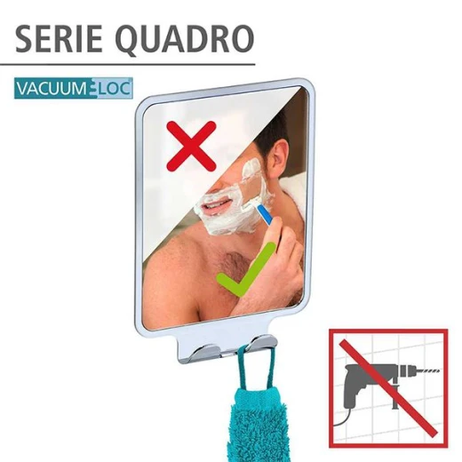 Wenko Wall Mirror "Vacuum-loc Quadro", Glass, Silver - Wenko - Image 4