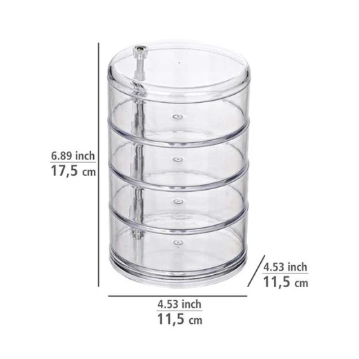 Wenko Rotating Makeup Organizer Clear Acrylic Vanity Storage Compact 11.5x17.5cm - Wenko - Image 2