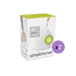 Simplehuman custom fit liners, white color, 30 liter, code g, 20 pieces - Simplehuman