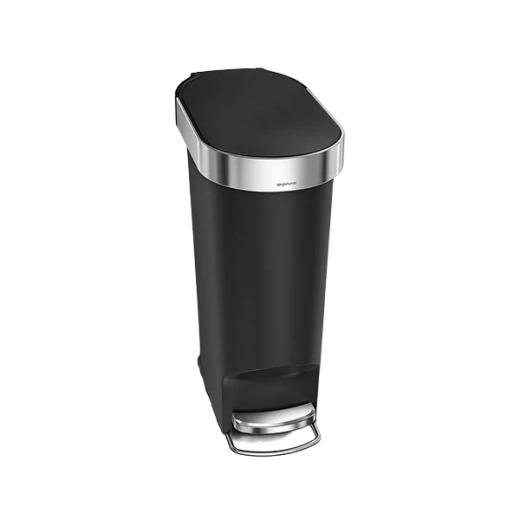 Simplehuman Slim Plastic Pedal Trash Bin With Liner Rim, Black Color, 40 Liter Simplehuman Slim Plastic Pedal Trash Bin With Liner Rim, Black Color, 40 Liter