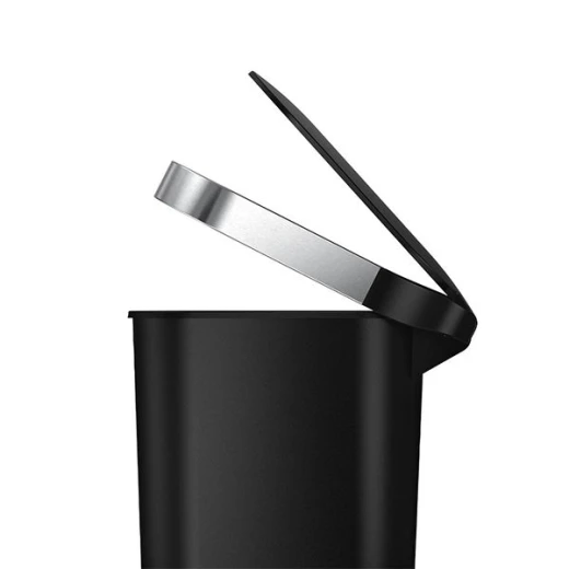 Simplehuman Slim Plastic Pedal Trash Bin With Liner Rim, Black Color, 40 Liter - Simplehuman - Image 4