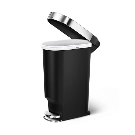 Simplehuman Slim Plastic Pedal Trash Bin With Liner Rim, Black Color, 40 Liter - Simplehuman - Image 3