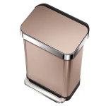 Simplehuman Stainless Steel Trash Bin, Rose Gold Color, 45 Liter - Simplehuman