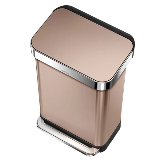 Simplehuman Stainless Steel Trash Bin, Rose Gold Color, 45 Liter Simplehuman Stainless Steel Trash Bin, Rose Gold Color, 45 Liter