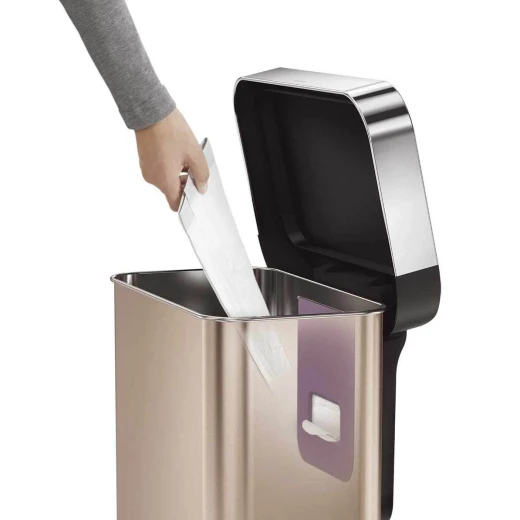 Simplehuman Stainless Steel Trash Bin, Rose Gold Color, 45 Liter - Simplehuman - Image 2