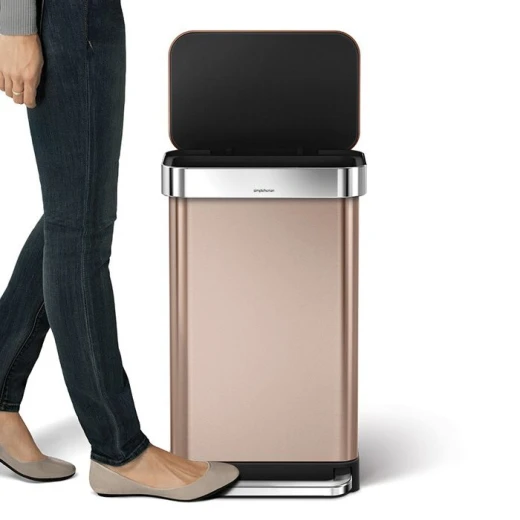 Simplehuman Stainless Steel Trash Bin, Rose Gold Color, 45 Liter - Simplehuman - Image 3