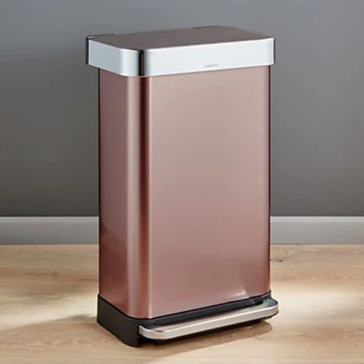 Simplehuman Stainless Steel Trash Bin, Rose Gold Color, 45 Liter - Simplehuman - Image 4