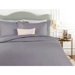 Madame Coco Elicia Striped Satin Duvet Cover Set, Dark Grey Color, King Size
