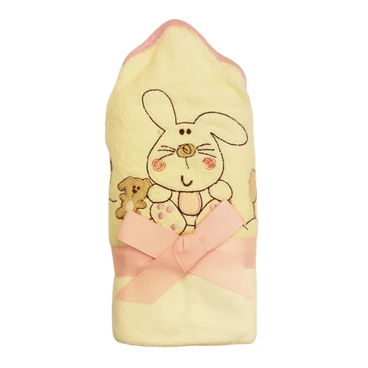 Soft Baby Bath Towel, Rabbit Design, Pink Color Soft Baby Bath Towel, Rabbit Design, Pink Color