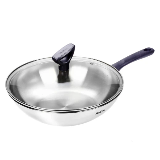 Tefal Emotion Stainless steel Wok Pan + Lid, 28 Cm Tefal Emotion Stainless steel Wok Pan + Lid, 28 Cm
