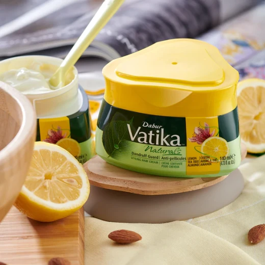 Vatika Naturals Dandruff Guard Styling Hair Cream With Lemon, Tea Tree & Almond 140ml+70ml FREE - Vatika - Image 5