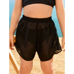 Girls Ruched Tie Side Chiffon Cover Up Shorts