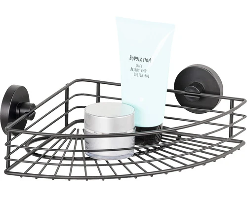 Wenko Milazzo Vacuum-Loc Corner Shelf, Black Color - Wenko - Image 2