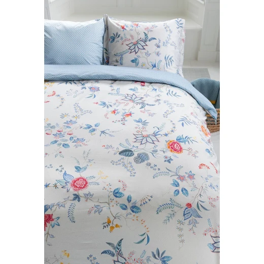 Bedding House, Soft Linen Duvet cover, 3 Pieces, King Size, White Color, Flower Festival Design Bedding House, Soft Linen Duvet cover, 3 Pieces, King Size, White Color, Flower Festival Design