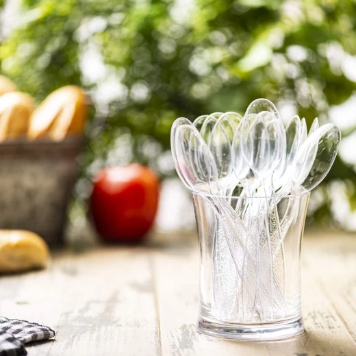 RZ Disposables Transparent Tea Spoons, 100 Pieces – Durable, clear plastic spoons ideal for tea, coffee, or desserts. Convenient for parties, events, or daily use. - RZ Products - Image 3
