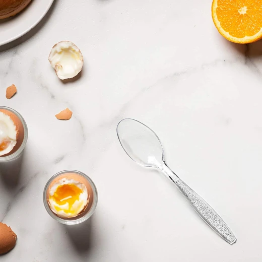RZ Disposables Transparent Tea Spoons, 100 Pieces – Durable, clear plastic spoons ideal for tea, coffee, or desserts. Convenient for parties, events, or daily use. - RZ Products - Image 2