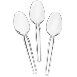 RZ Disposables Transparent Tea Spoons, 100 Pieces – Durable, clear plastic spoons ideal for tea, coffee, or desserts. Convenient for parties, events, or daily use.