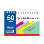 Bazic Spiral Bound Ruled Colored Index Card - Bazic