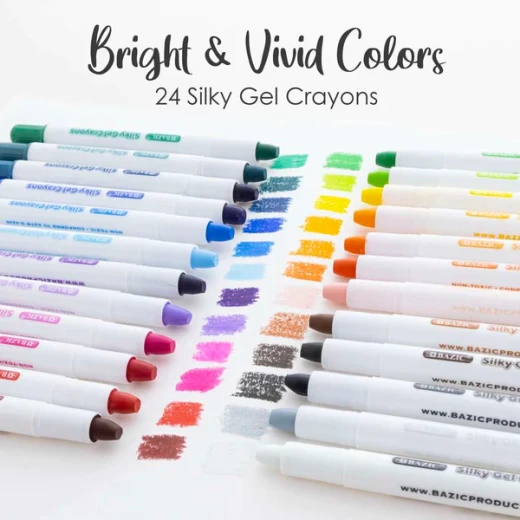 Bazic Silky Gel Crayons 24 Color - Bazic - Image 2