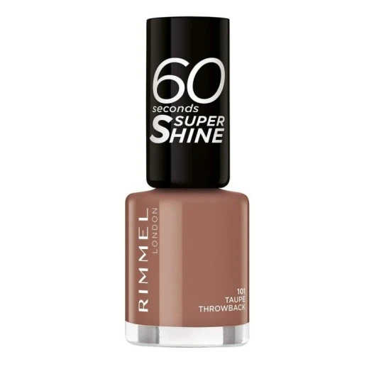 Rimmel London 60 Seconds Super Shine Nail Polish 101 Taupe Throwback 8ml Quick Dry Manicure