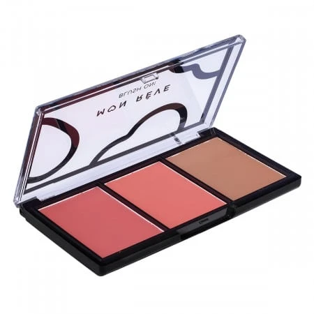 Mon Reve Peach Blusher Triple Palette Radiant Cheek Makeup Kit for All Skin Types - Mon Reve - Image 2