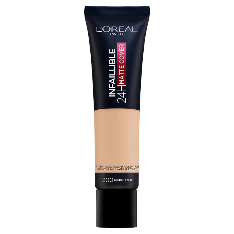 L'Oreal Paris Infallible Matte Cover Foundation Shade 200 Full Coverage Makeup 30ml Flawless Skin - L'Oreal Paris