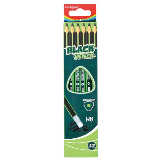 Keyroad Wooden Pencil Triangle With Eraser, 12 Pencils Keyroad Wooden Pencil Triangle With Eraser, 12 Pencils