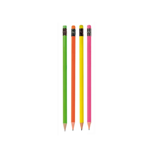 ABC Neon Pencil With Eraser HB, Pack of 12 ABC Neon Pencil With Eraser HB, Pack of 12
