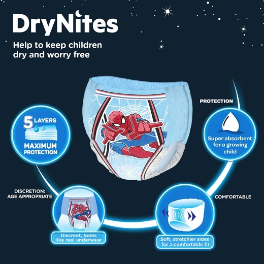 Huggies DryNites Pants Jumbo for Boys, 3-5 years ,16-23 Kg, 16 Pieces, Batman Design - Huggies - Image 8