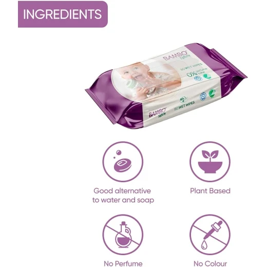 Bambo Nature Wet Wipes, 80 Wipes - Bambo Nature - Image 3