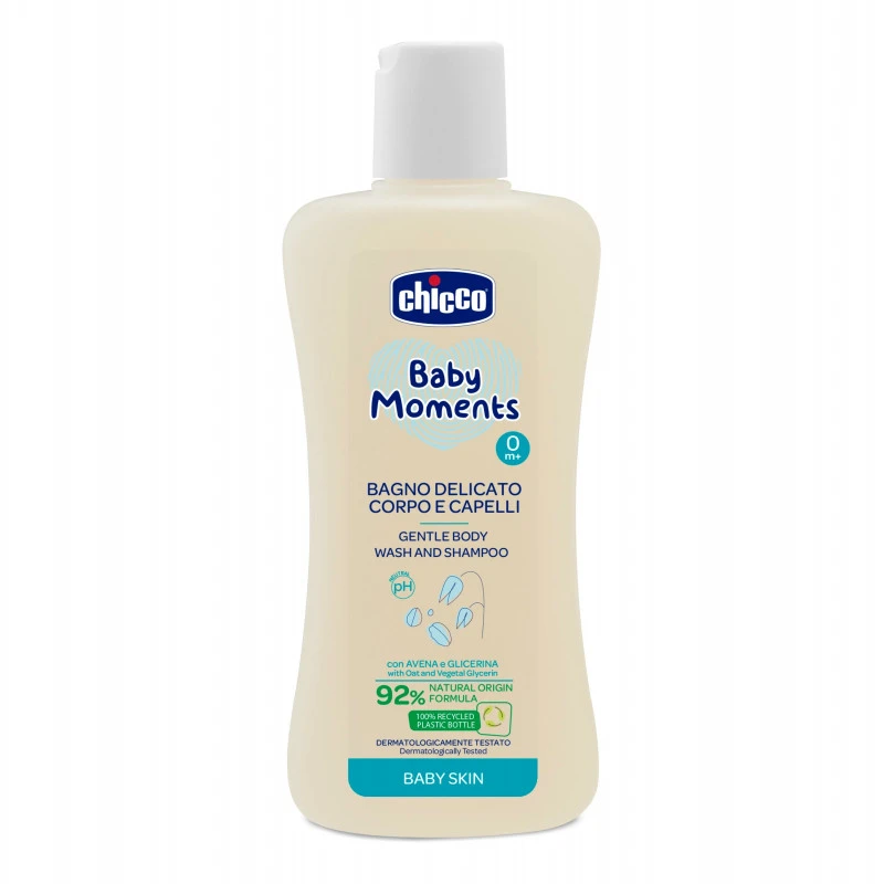 Chicco Baby Moments Gentle Body Wash And Shampoo, 200 Ml - Chicco