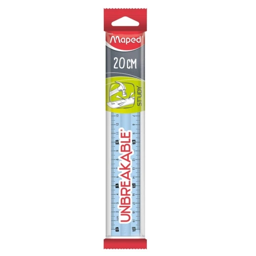 Maped Study Unbreakable Ruler, Blue, 20 Cm Maped Study Unbreakable Ruler, Blue, 20 Cm