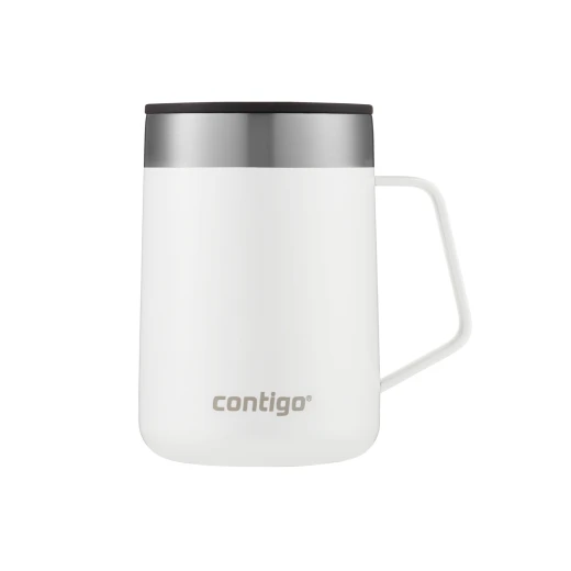 Contigo Vacuum Insulated Stainless Steel Mug With Grip Handle And Lid, White Color, 420 Ml Contigo Vacuum Insulated Stainless Steel Mug With Grip Handle And Lid, White Color, 420 Ml
