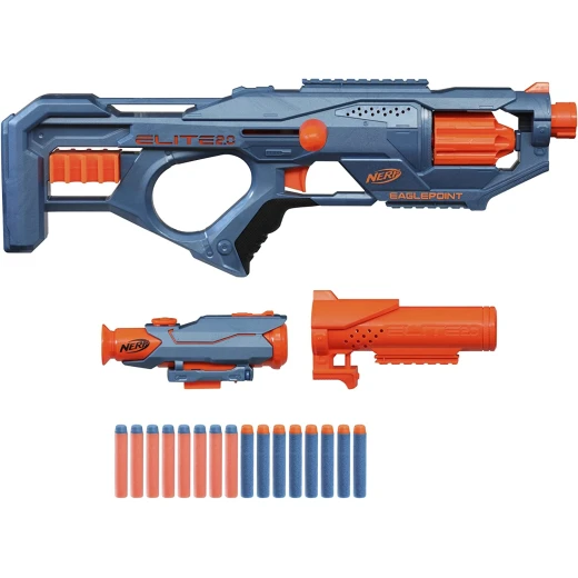 Nerf Elite Eaglepoint Blaster With Detachable Scope And Barrel, 8 Drums - Nerf - Image 4