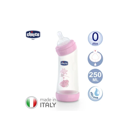 Chicco Bottle Well Being Angel, Girl 250ml Normal Silicone Nipple, Pink - Chicco - Image 2