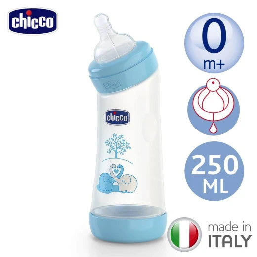 Chicco - Bottle Well Being Angel, BOY 250 Normal Silicone Nipple, Blue - Chicco - Image 2