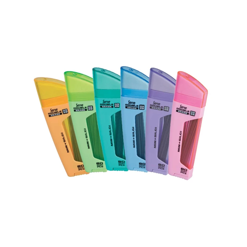 Serve Double Eraser With Leads, 0.5 Mm, Assorted Color, 1 Piece - Serve