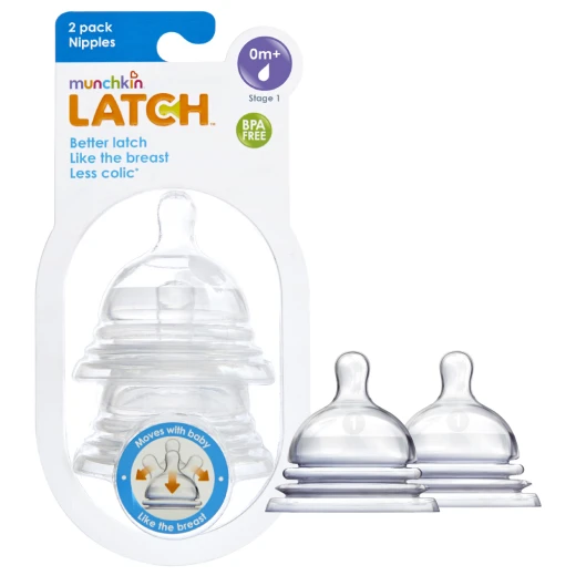 عبوة تحتوي حلمتان للأطفال للمرحلة الاولىمن منكشن لاتش , 0 شهر *2 عبوة تحتوي حلمتان للأطفال للمرحلة الاولىمن منكشن لاتش , 0 شهر *2
