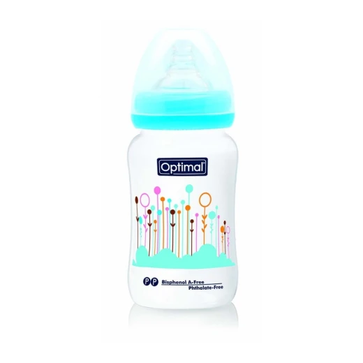 Optimal Wide Neck Baby Bottle, Blue Color, 240 Ml Optimal Wide Neck Baby Bottle, Blue Color, 240 Ml
